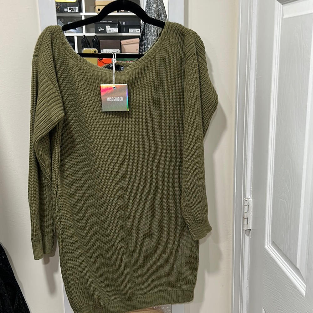 Missguided Ayvan Off Shoulder Mini Knitted Dress